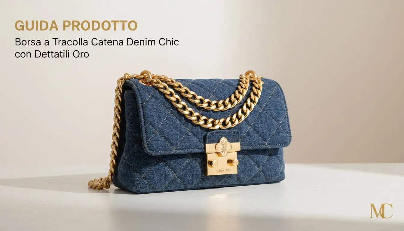 Borsa a Tracolla Denim Chic con Catena Oro - Stile Donna Bags