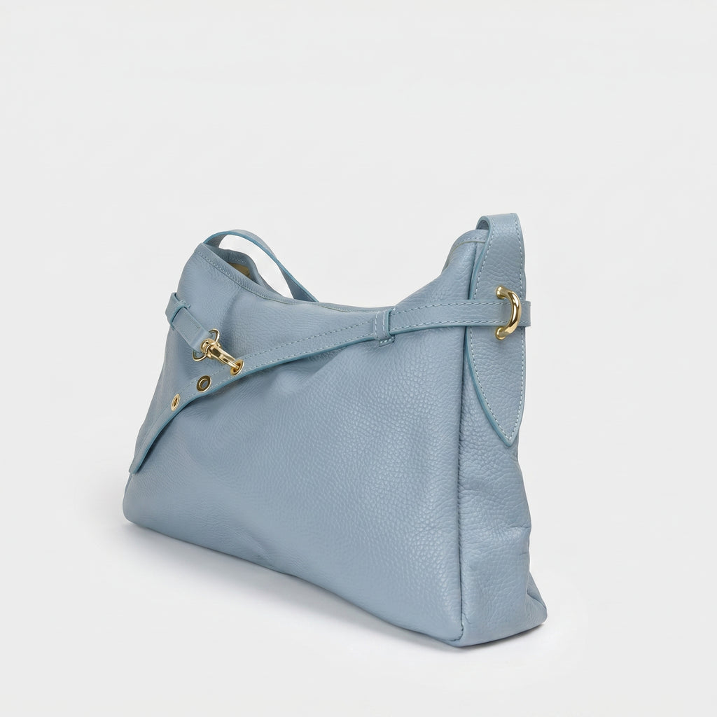 Allicia borsa a tracolla vera pelle made in Italy bianca donna – borsa indossata