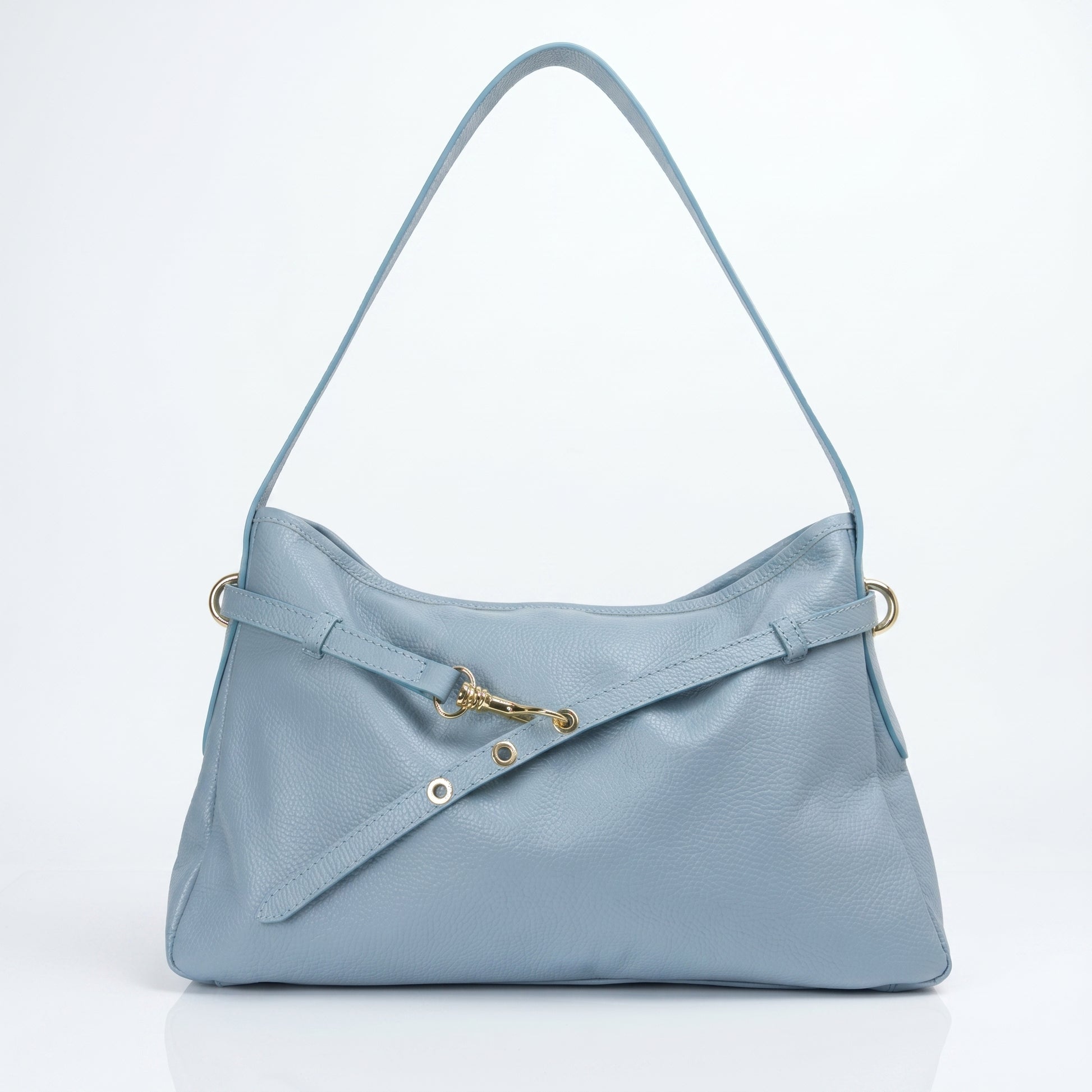 Allicia borsa a tracolla vera pelle made in Italy blu donna – vista frontale