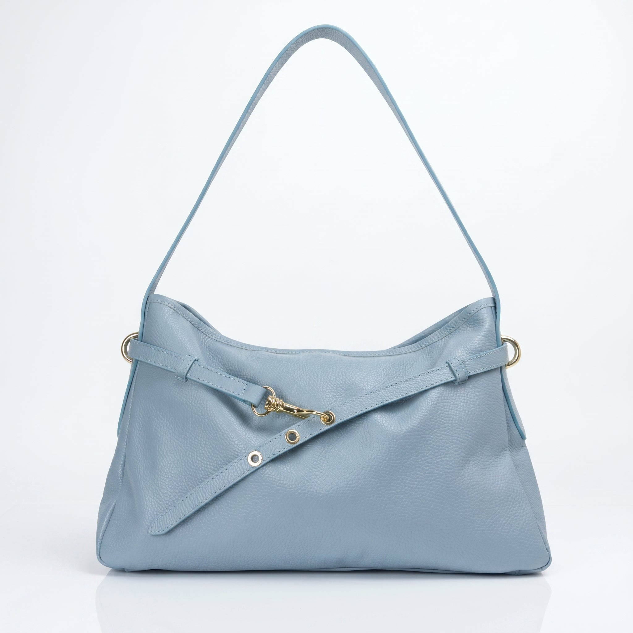 Allicia borsa a tracolla vera pelle made in Italy blu donna – vista frontale