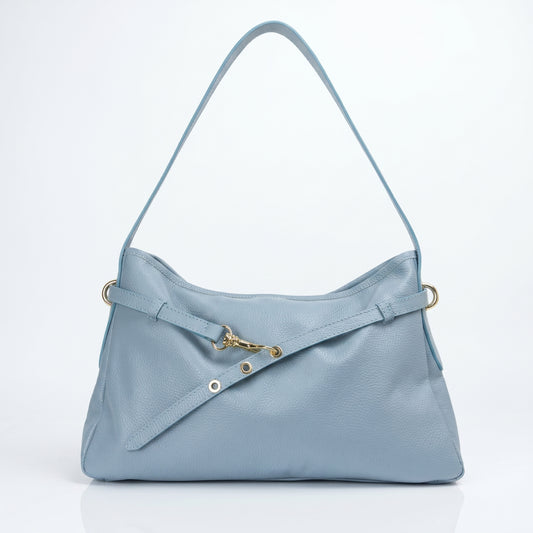 Allicia borsa a tracolla vera pelle made in Italy blu donna – vista frontale