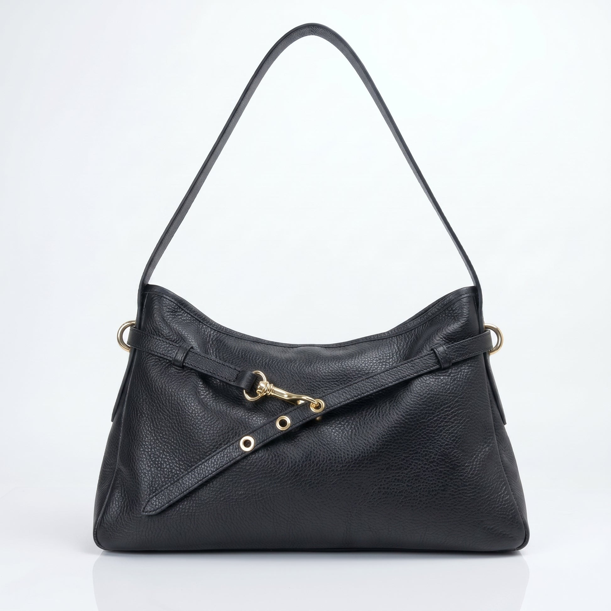 Allicia borsa a tracolla vera pelle made in Italy nera – vista laterale