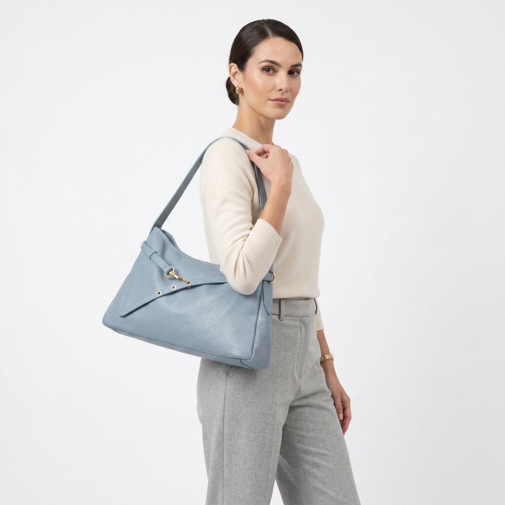 Allicia borsa a tracolla vera pelle made in Italy – dettaglio chiusura