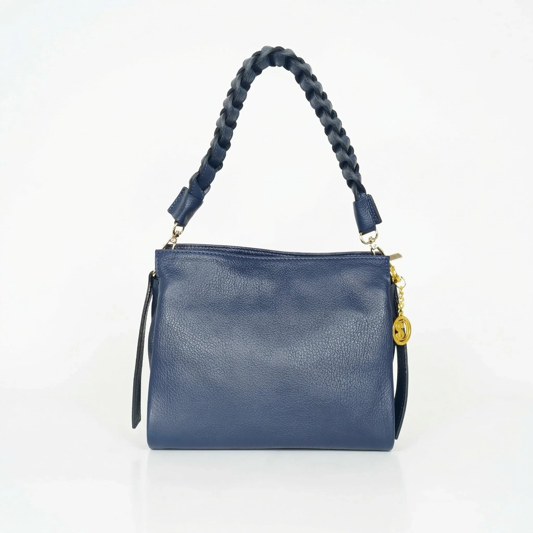 Amora Borsa a Spalla Classico in Pelle Blu | Vista frontale | vera pelle | Blu