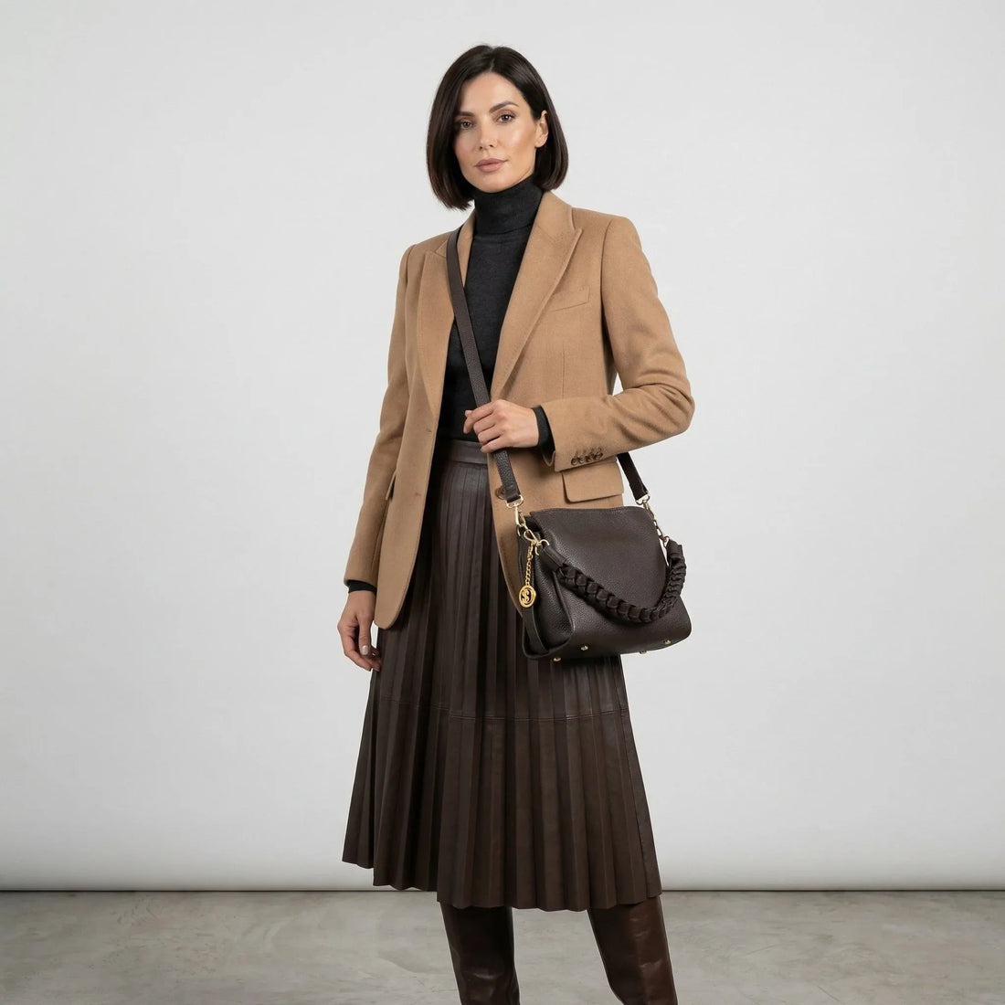 Amora klassische Schultertasche aus echtem Leder