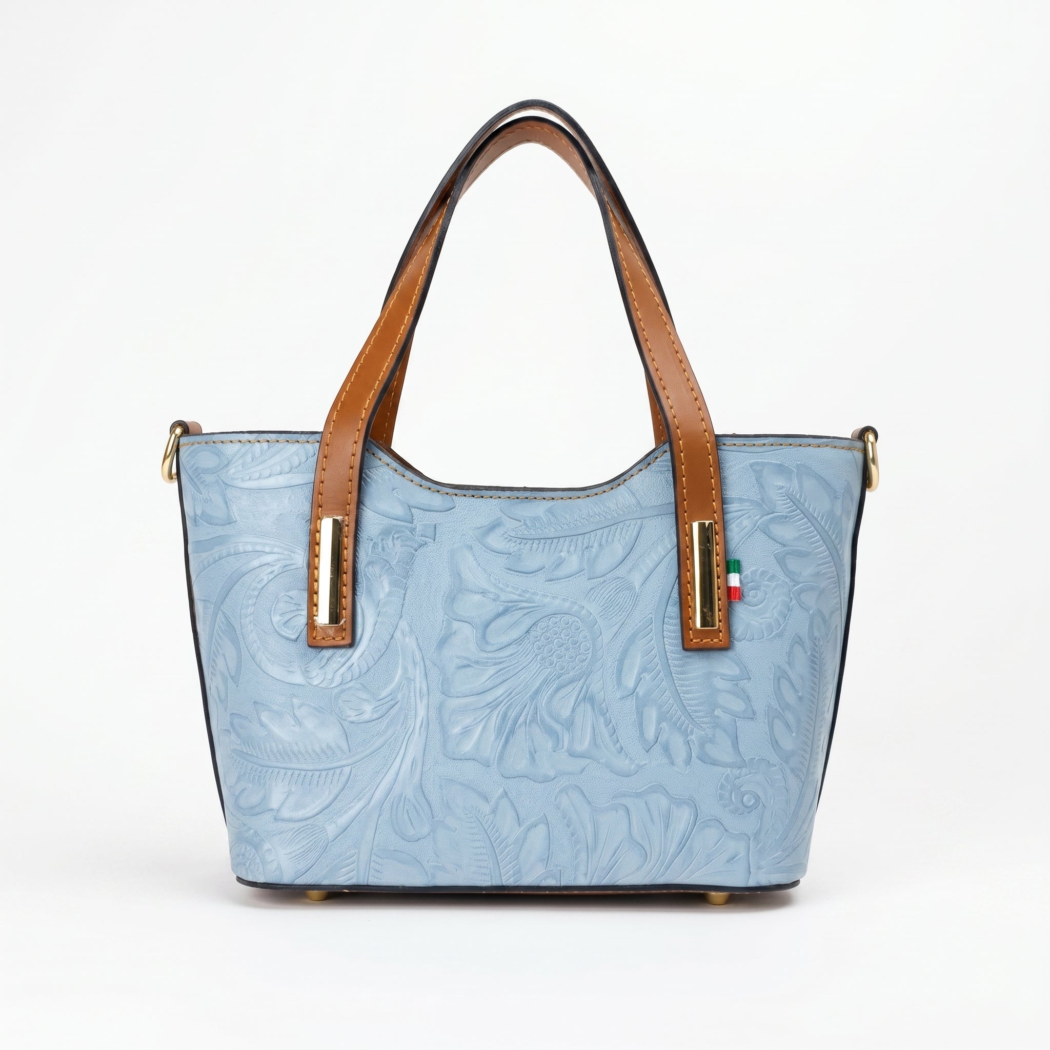 Ark borsa a tracolla vera pelle blu design minimalista regolabile donna – vista frontale