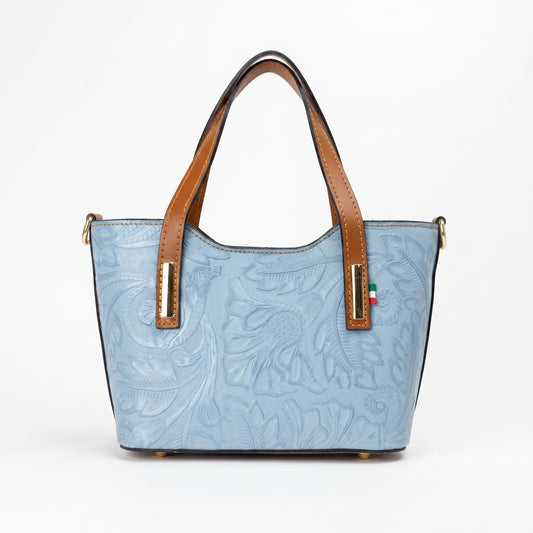 Ark borsa a tracolla vera pelle blu design minimalista regolabile donna – vista frontale