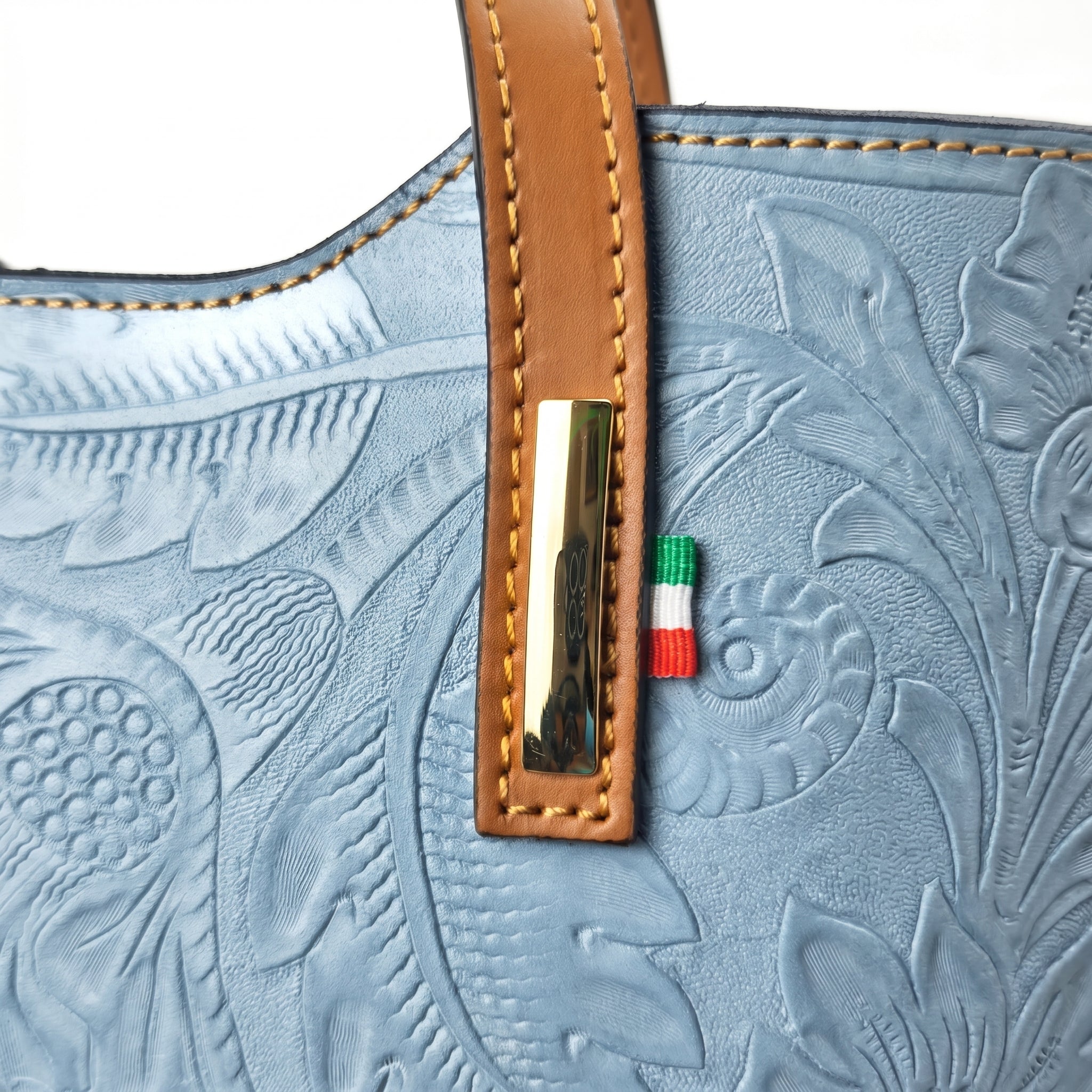Ark borsa a tracolla vera pelle verde – dettaglio manico