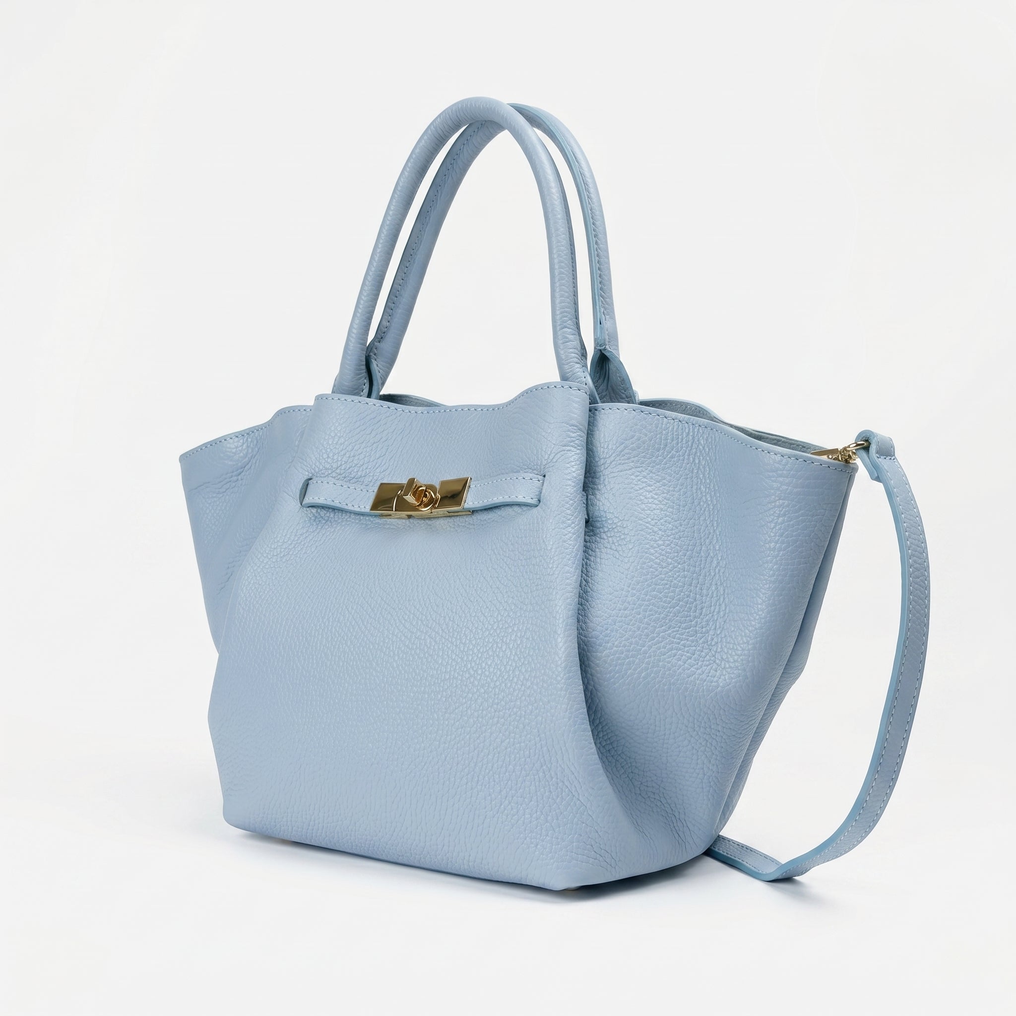 Azura Borsa Tote con Manico Superiore in Vera Pelle Made in Italy blu da Donna | Stile Donna Bags