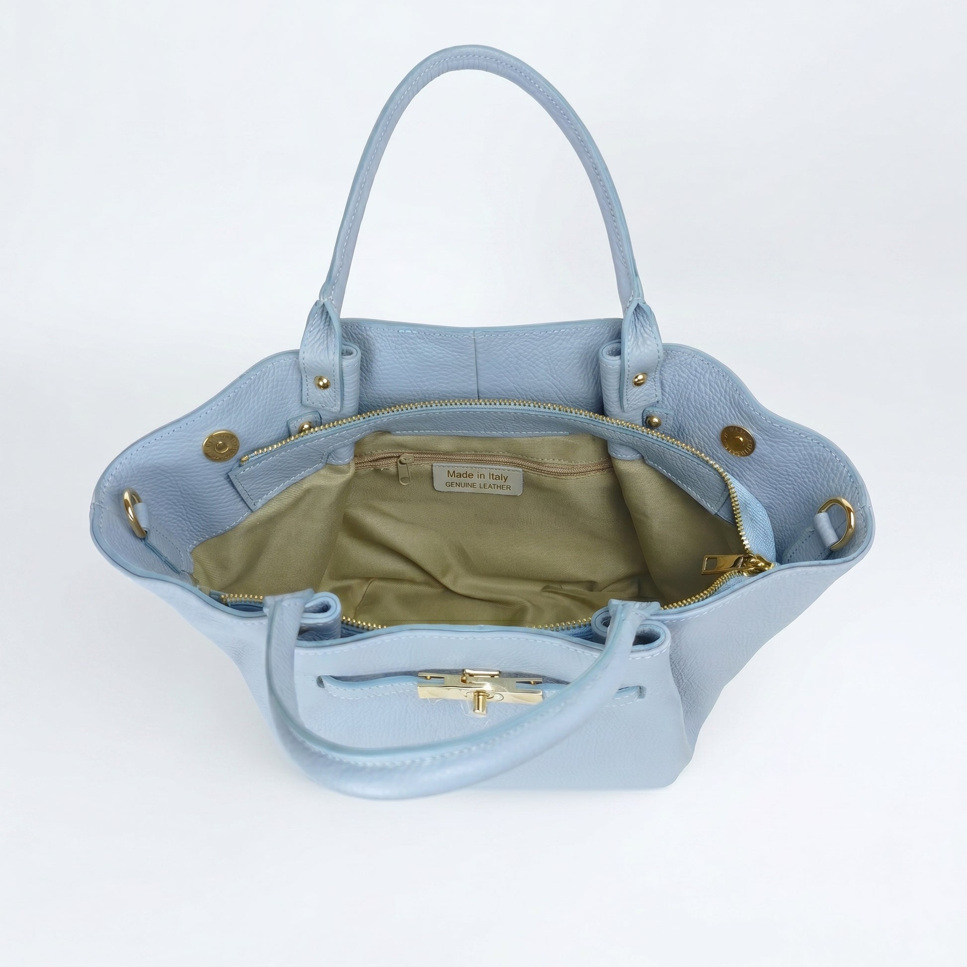 Azura Borsa Tote con Manico Superiore in Vera Pelle Made in Italy blu da Donna | Stile Donna Bags