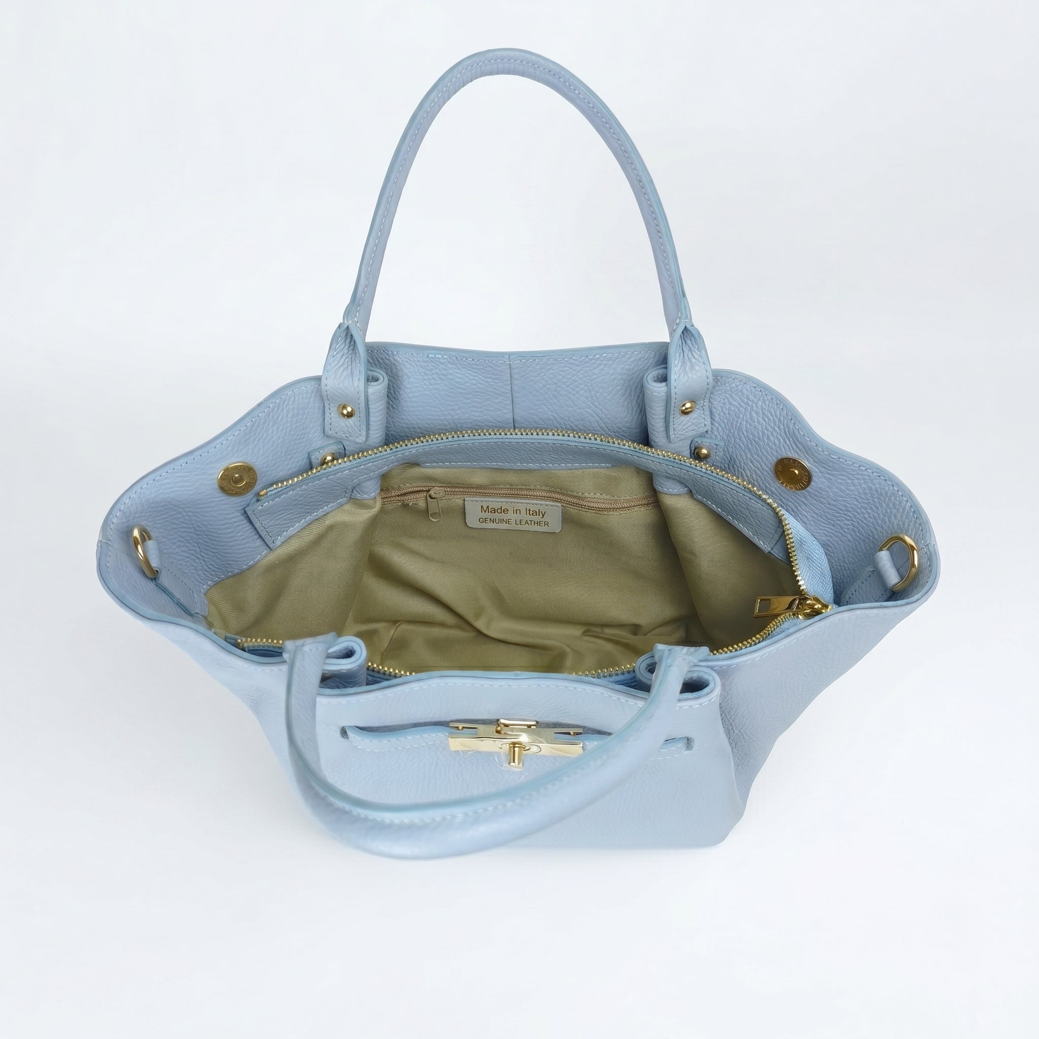 Azura Borsa Tote con Manico Superiore in Vera Pelle Made in Italy blu da Donna | Stile Donna Bags