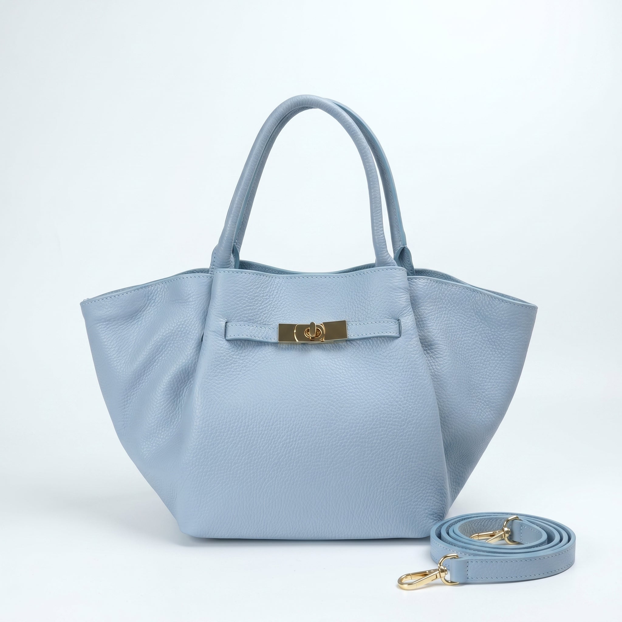 Azura Borsa Tote con Manico Superiore in Vera Pelle Made in Italy blu da Donna | Stile Donna Bags