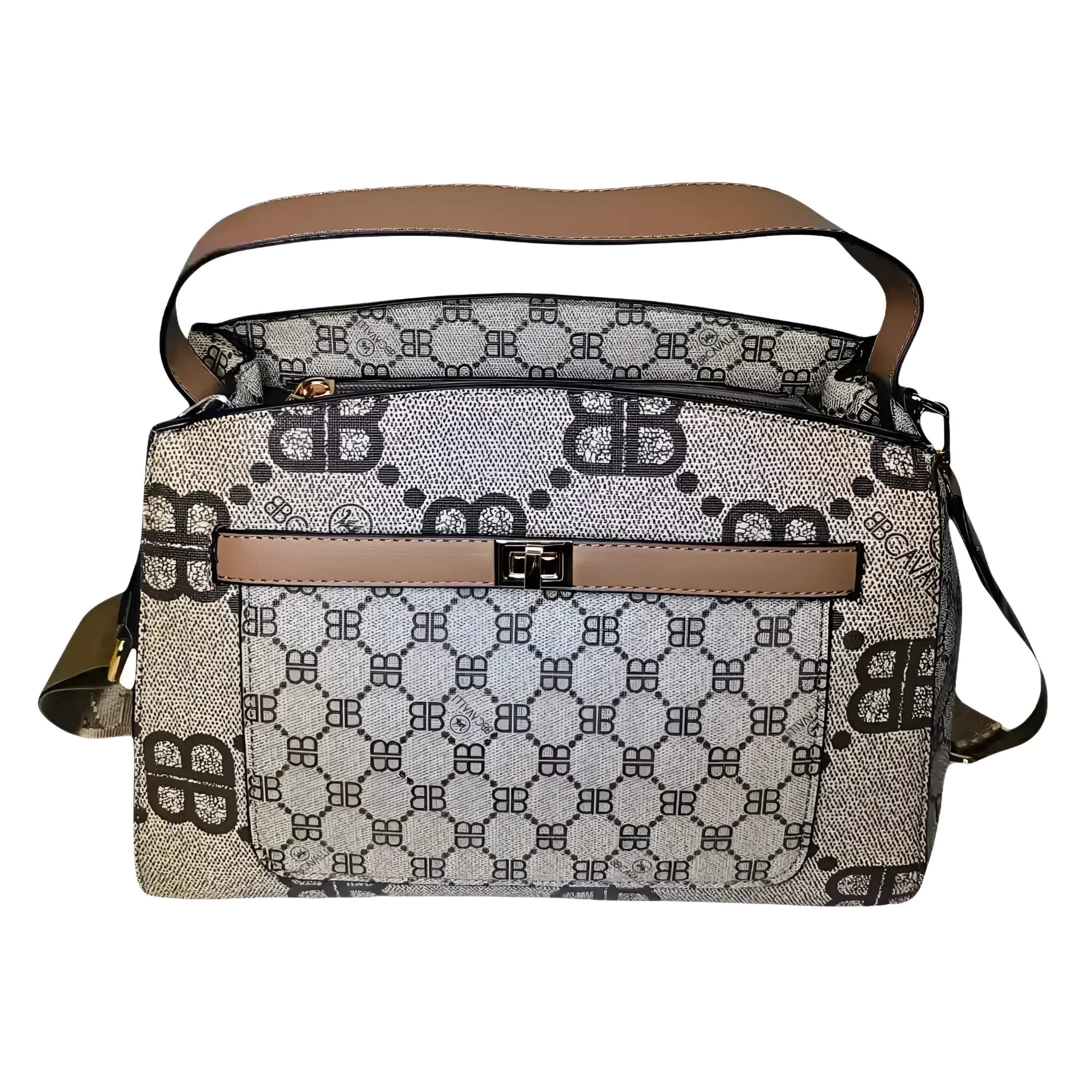 B.Cavalli borsa satchel ecopelle con motivo monogramma chiusura magnetica donna – vista frontale
