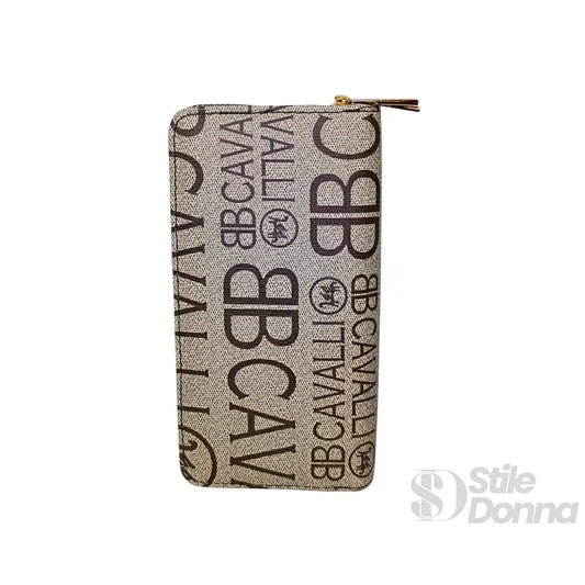 B.Cavalli portafoglio donna ecopelle beige motivo fantasia – vista posteriore