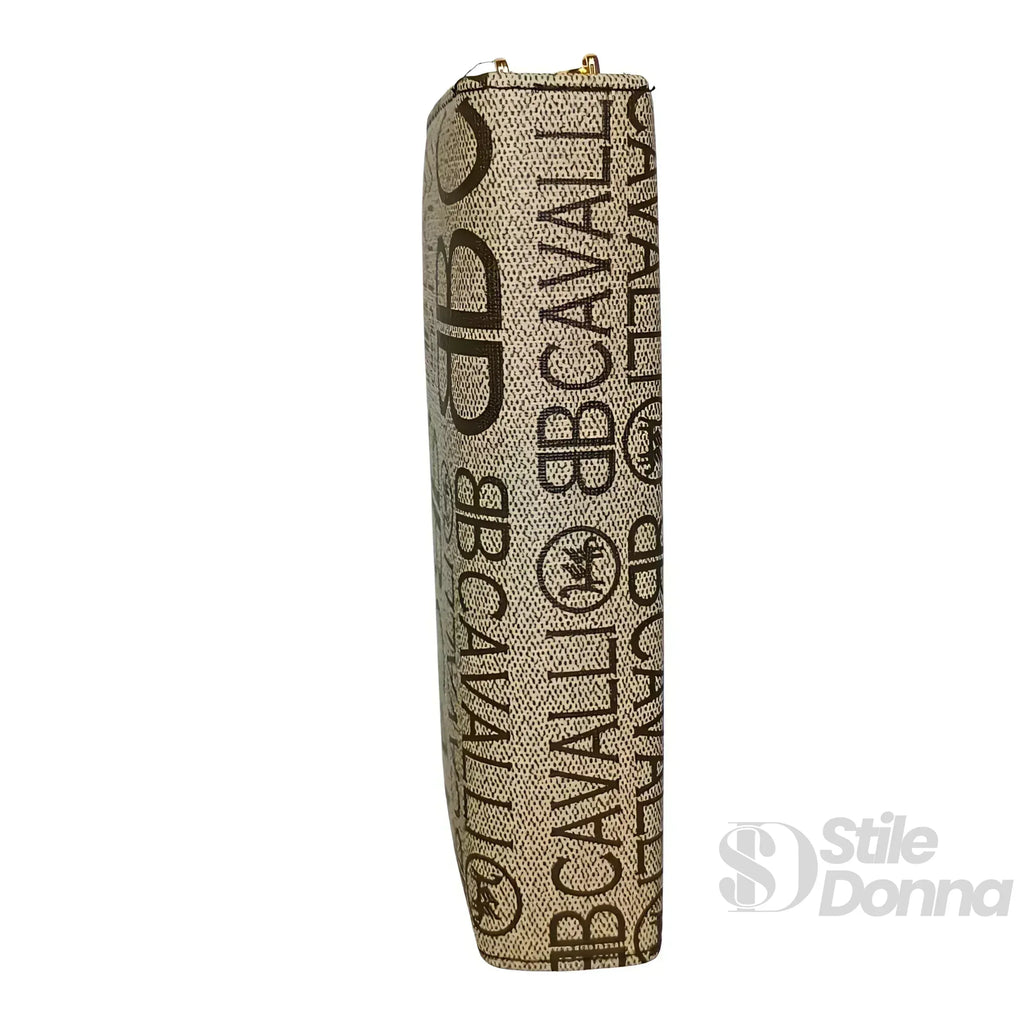 B.Cavalli portafoglio donna ecopelle beige motivo fantasia – interno e tasche