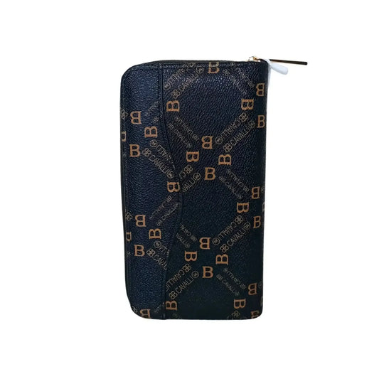 B.Cavalli portafoglio donna ecopelle blu con sezioni carte contanti donna – vista frontale