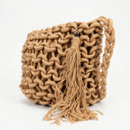 Baci & Abbracci Borsa a Spalla Grande in Corda di Cotone Intrecciata con Nappina - Stile Donna Bags
