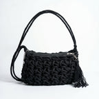 Baci & Abbracci Borsa a Tracolla Intrecciata in Corda di Cotone con Nappina - Stile Donna Bags