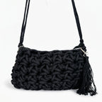Baci & Abbracci Borsa a Tracolla Intrecciata in Corda di Cotone con Nappina - Stile Donna Bags