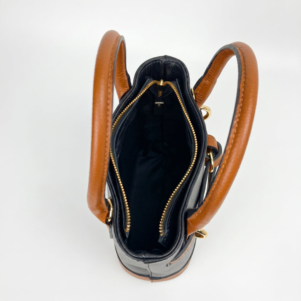 Bucky borsa vera pelle nera con tracolla regolabile – interno e tasche