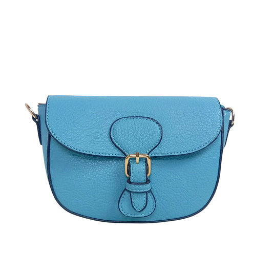 Borsa Crossbody in Pelle Azzurra con Chiusura Magnetica | Vista frontale | ecopelle | Blu