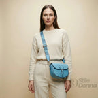 Borsa Crossbody in Ecopelle Azzurra con Chiusura Magnetica - Stile Donna Bags