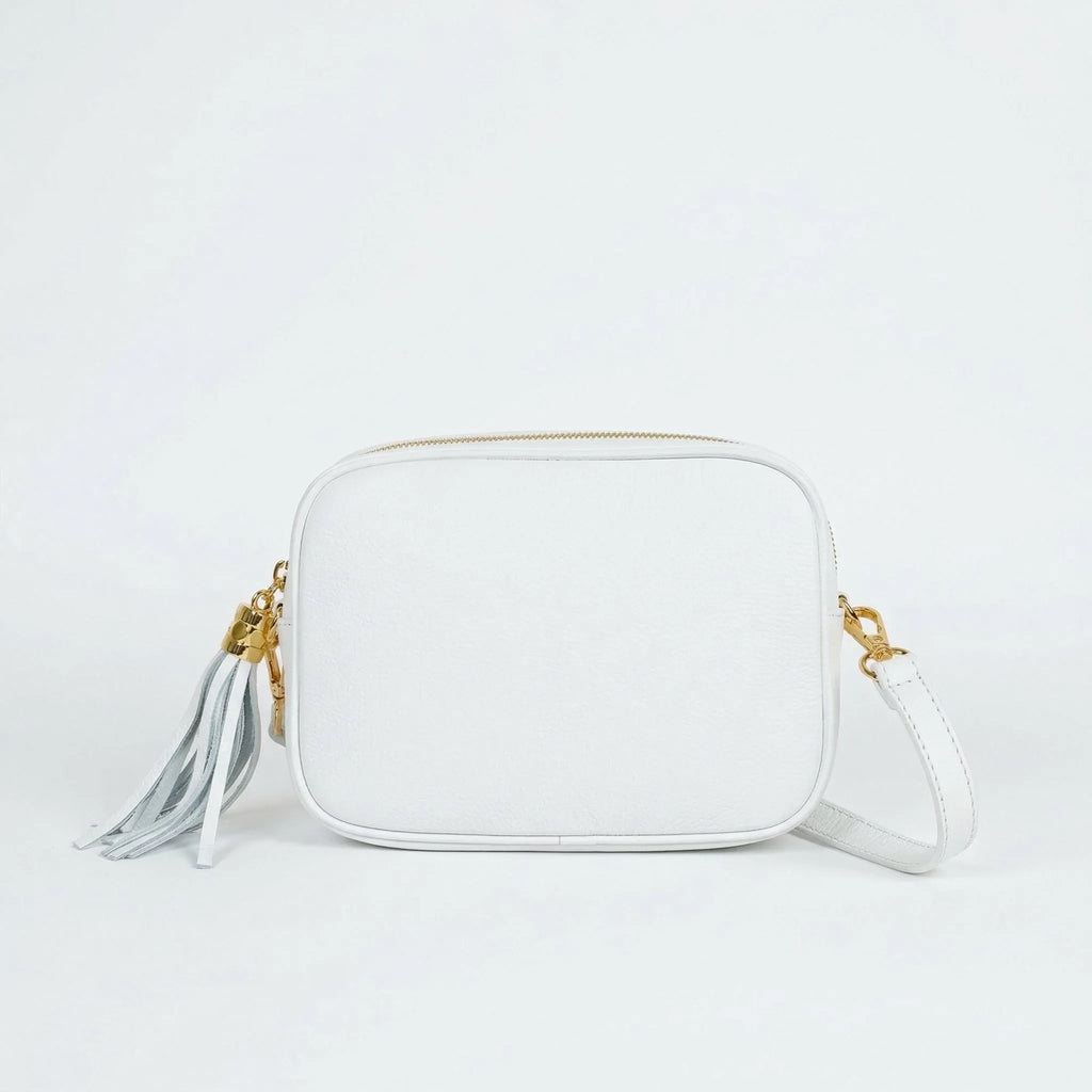 Borsa Crossbody in Vera Pelle con Tracolla Regolabile | Vista frontale | vera pelle | Bianco