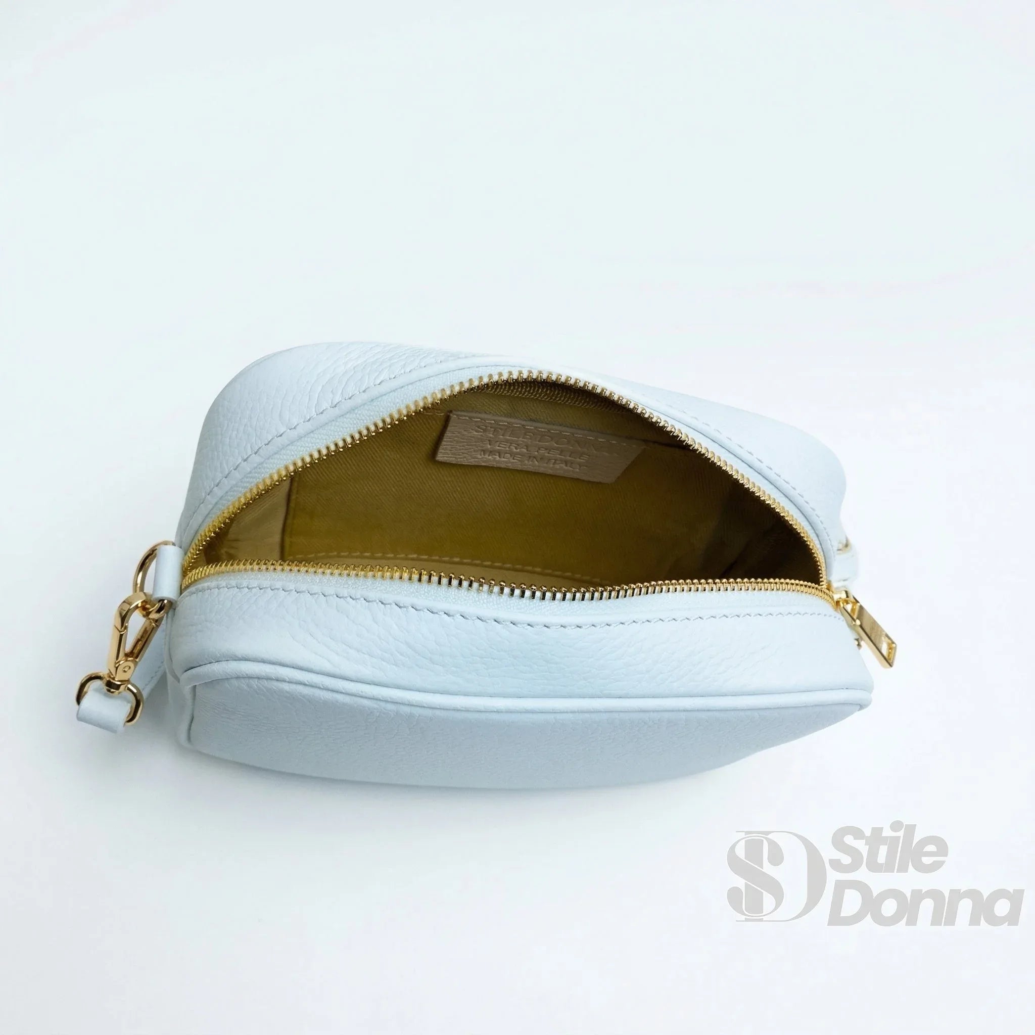 Borsa Crossbody in Vera Pelle con Tracolla Regolabile | Insieme con accessori | vera pelle | Beige