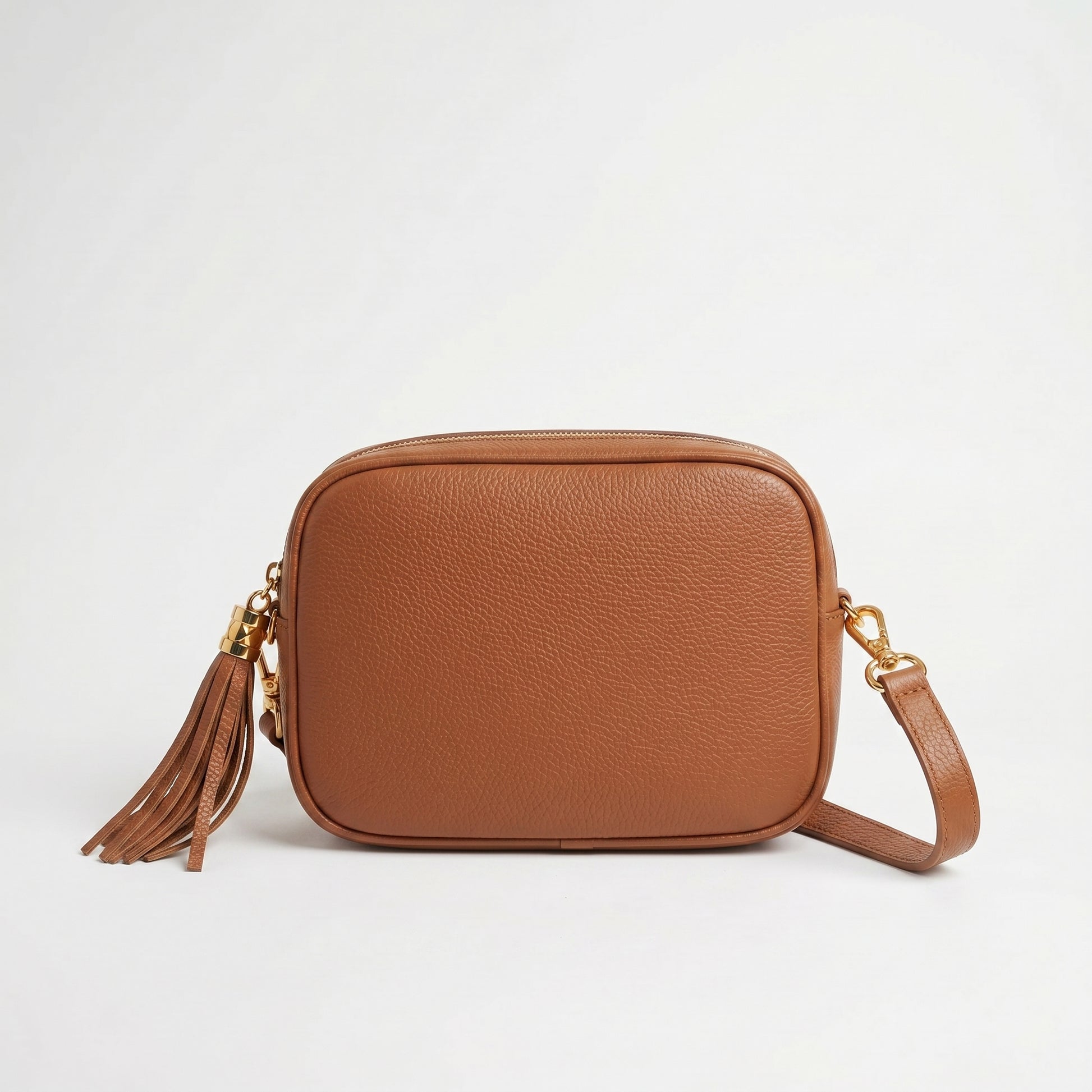 Borsa Crossbody in Vera Pelle con Tracolla Regolabile | Vista aggiuntiva 12 | vera pelle | Beige