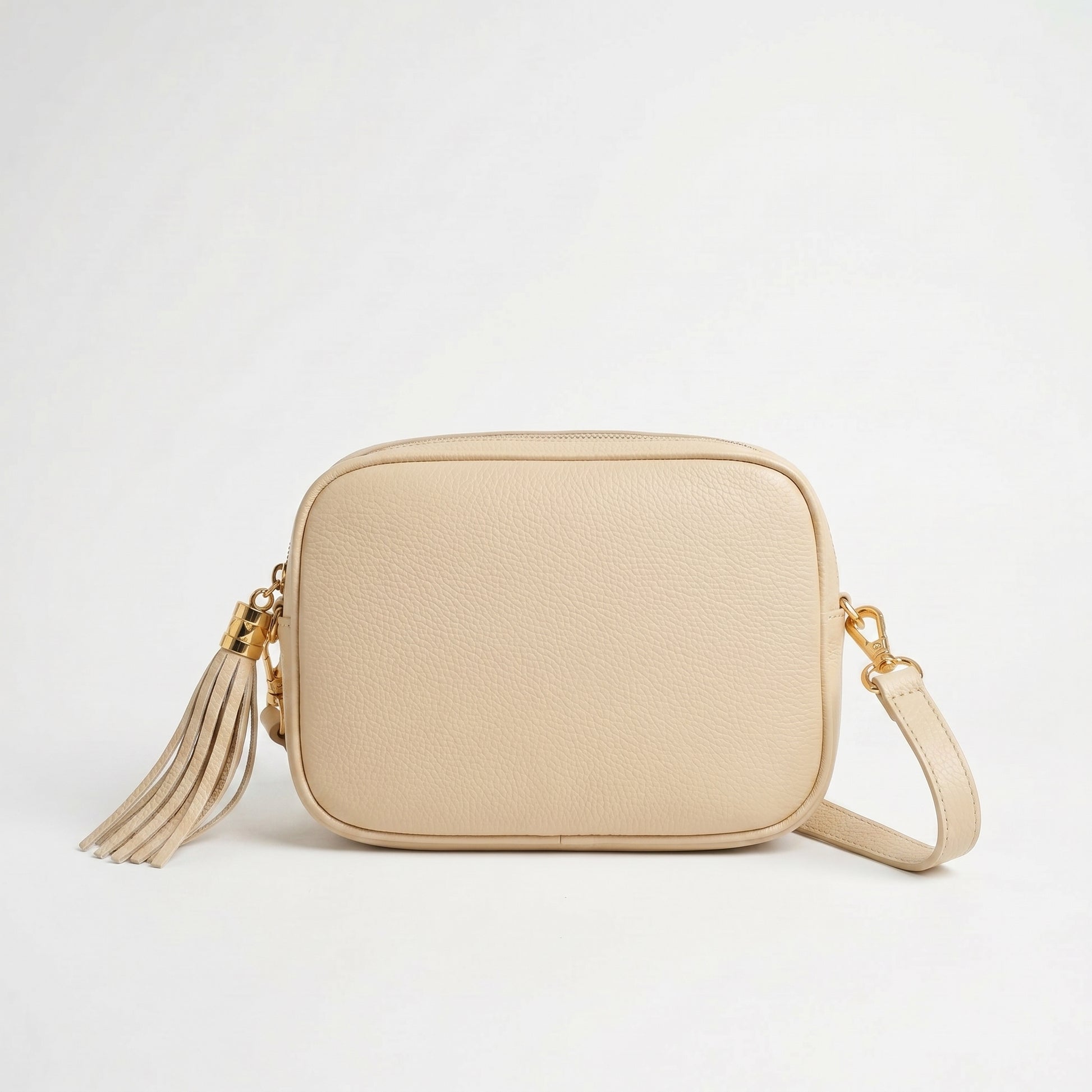 Borsa Crossbody in Vera Pelle con Tracolla Regolabile | Vista aggiuntiva 14 | vera pelle | Beige