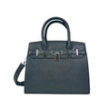 Stile Donna borsa elegante ecopelle nera martellata mini borsetta con finiture argento donna – vista frontale