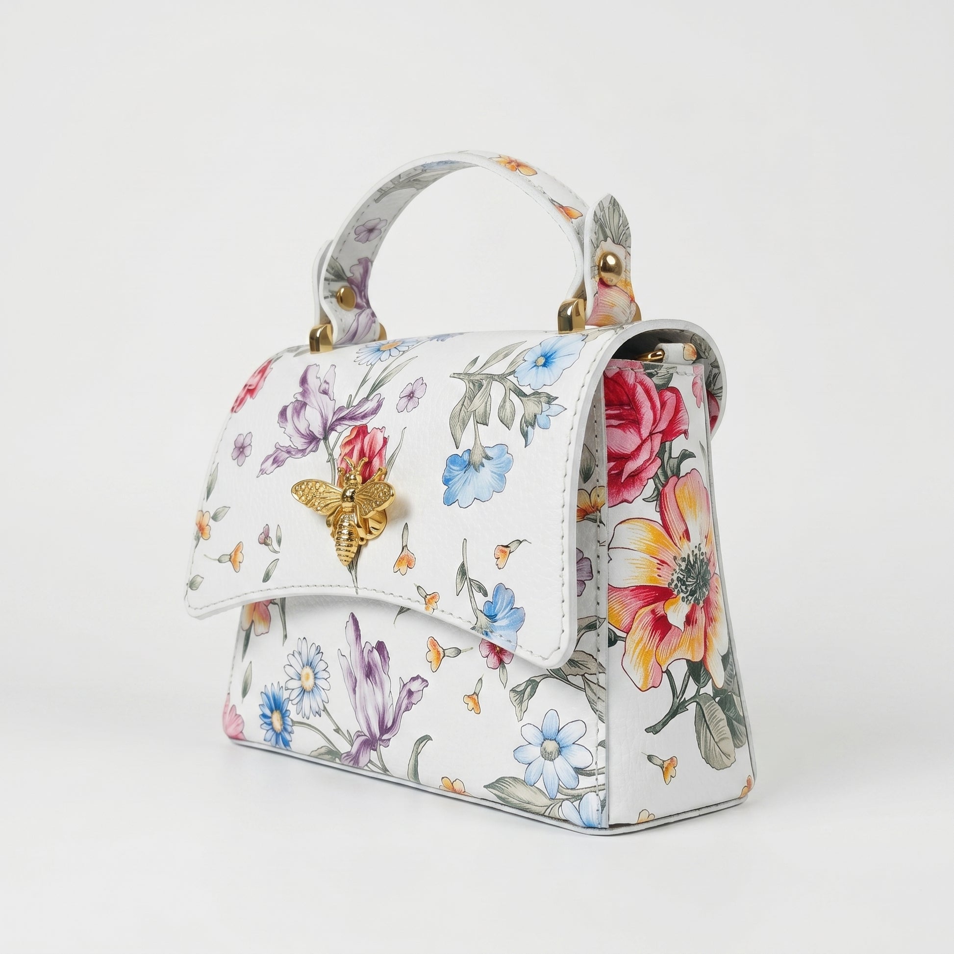 Stile Donna borsa a farfalla vera pelle stampa floreale – dettaglio esterno