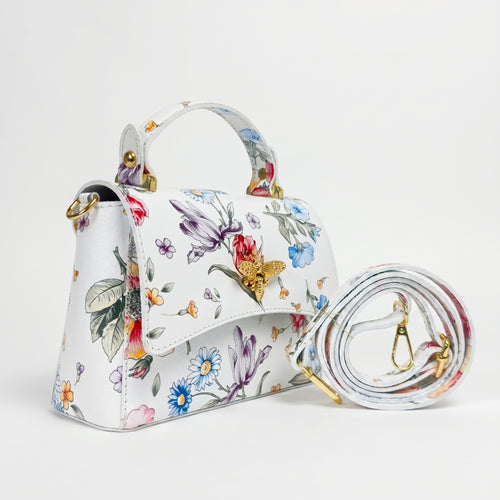 Stile Donna borsa a farfalla vera pelle stampa floreale – vista laterale