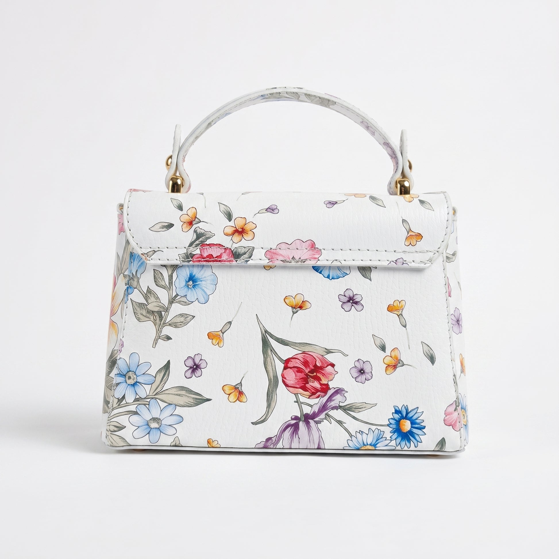 Stile Donna borsa a farfalla vera pelle made in Italy stampa floreale – vista posteriore