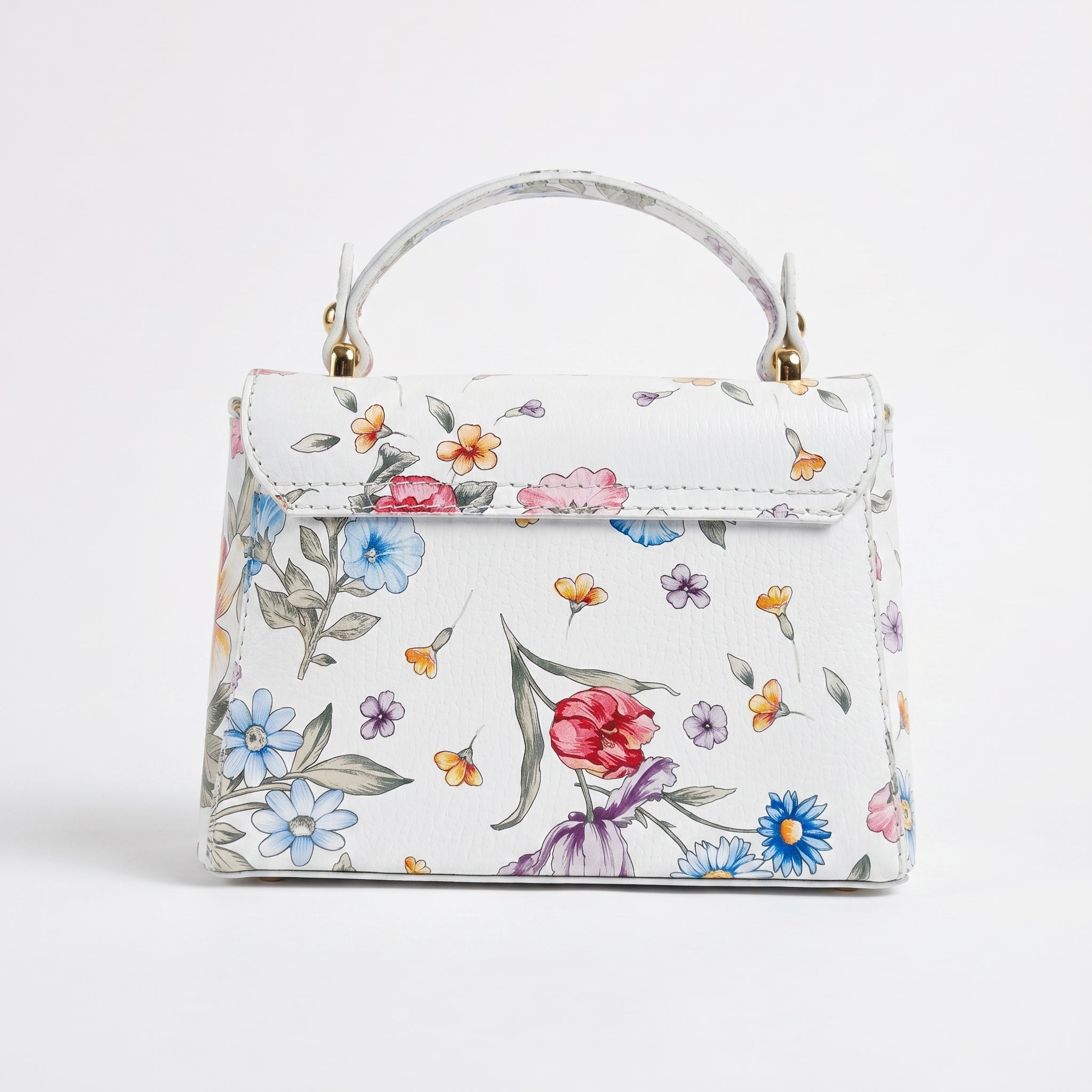 Stile Donna borsa a farfalla vera pelle made in Italy stampa floreale – vista posteriore