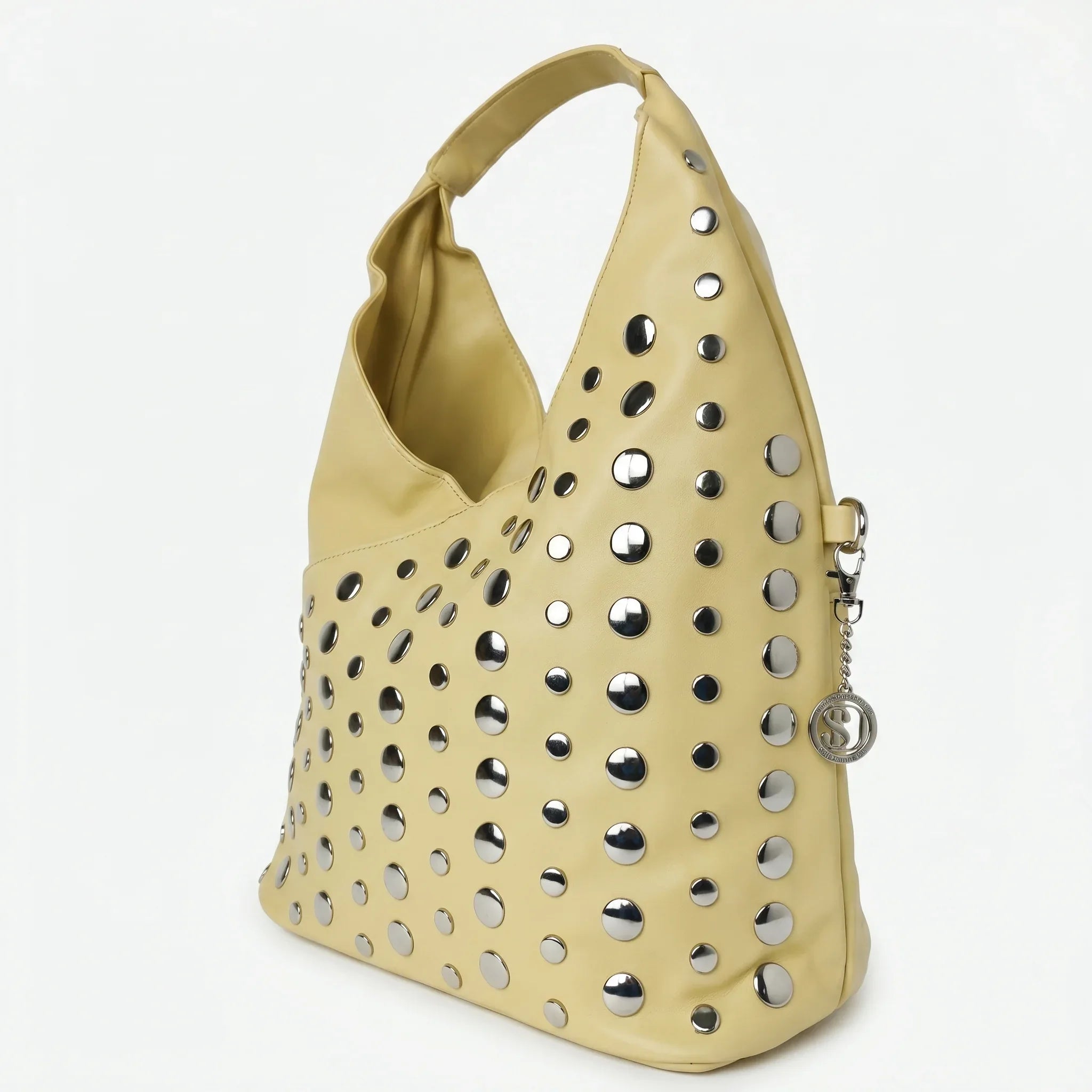 Stile Donna borsa grande Silver Dot ecopelle gialla – interno e tasche