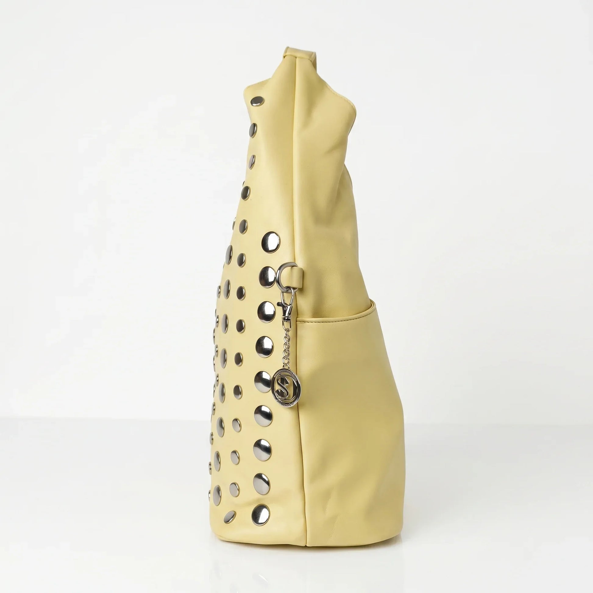 Stile Donna borsa grande Silver Dot ecopelle gialla – dettaglio manico
