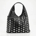 Stile Donna borsa grande Silver Dot ecopelle nera con tracolla regolabile donna – vista frontale