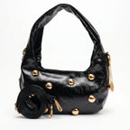 Coconuda Borsa Hobo Nera con Borchie Dorate - Stile Donna Bags