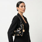 Coconuda Borsa Hobo Nera con Borchie Dorate - Stile Donna Bags