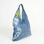 Borsa Hobo Tote in Denim con Stampa Grafica e Dettagli Dorati - Stile Donna Bags