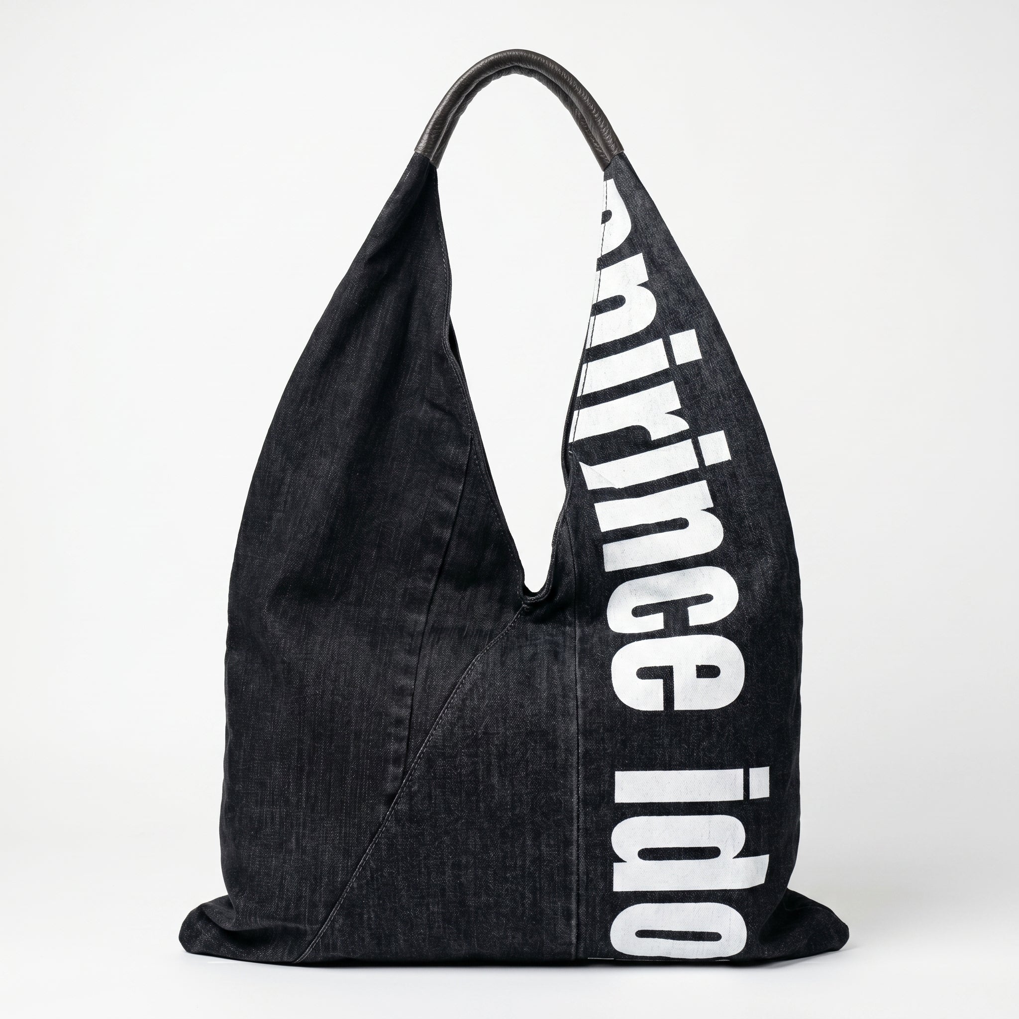 Borsa Hobo Tote in Denim con Stampa Grafica e Dettagli Dorati - Stile Donna Bags