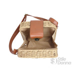 Borsa Intrecciata a Scatola in Paglia e Ecopelle - Stile Donna Bags