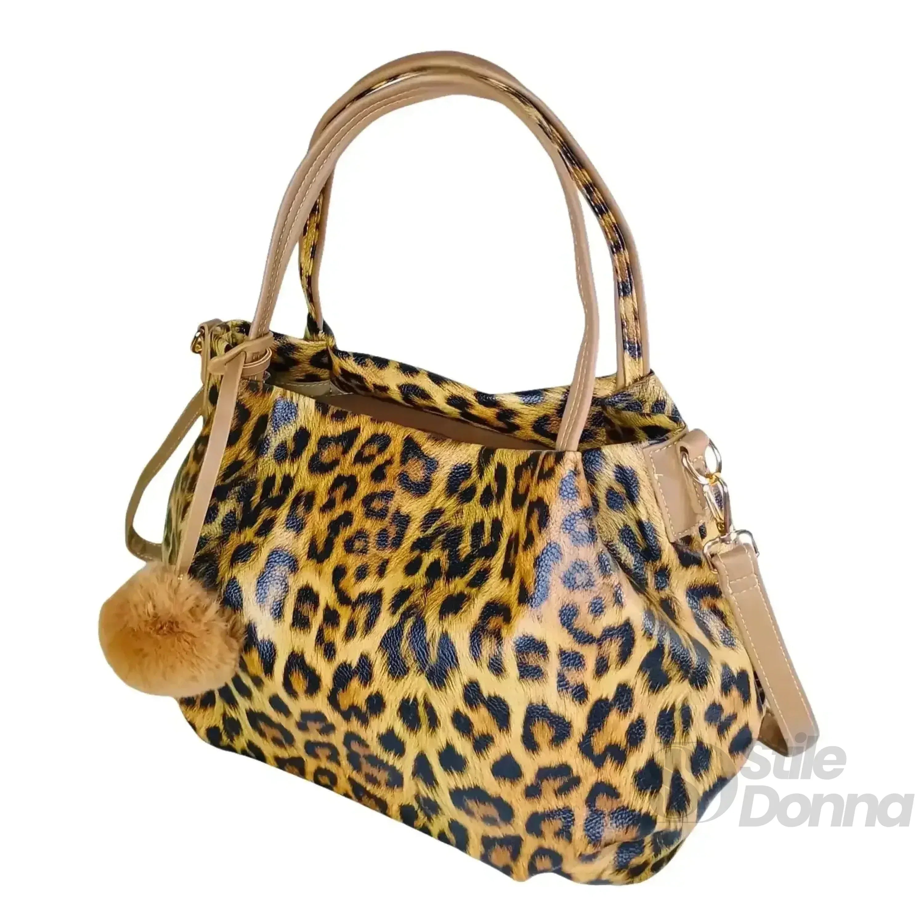 Stile Donna borsa ecopelle leopardata stampa animale – vista posteriore