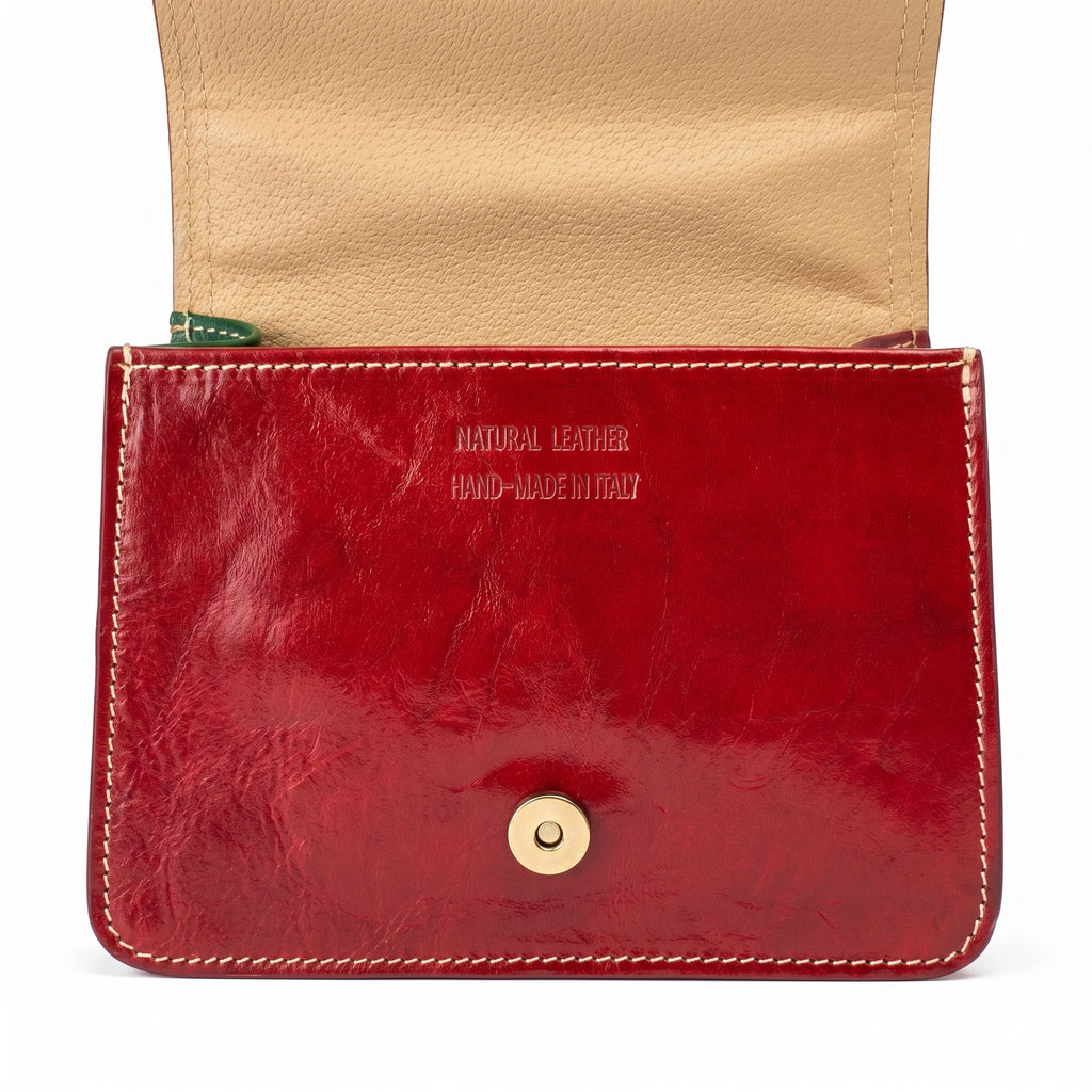 Borsa mini torre vera pelle rossa donna – borsa indossata