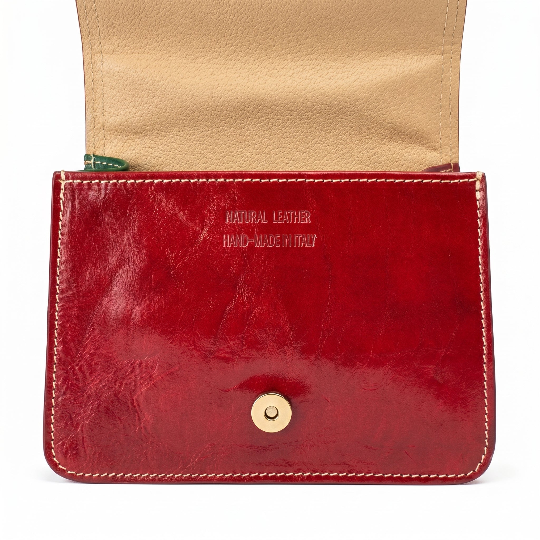 Borsa mini torre vera pelle rossa donna – borsa indossata