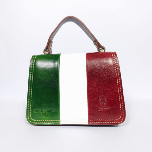 Borsa mini torre vera pelle premium rossa con chiusura magnetica donna – vista frontale