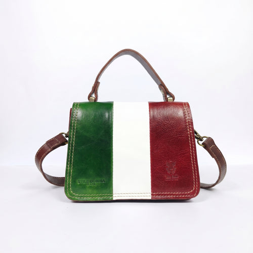 Borsa mini torre vera pelle premium rossa con chiusura magnetica – vista laterale