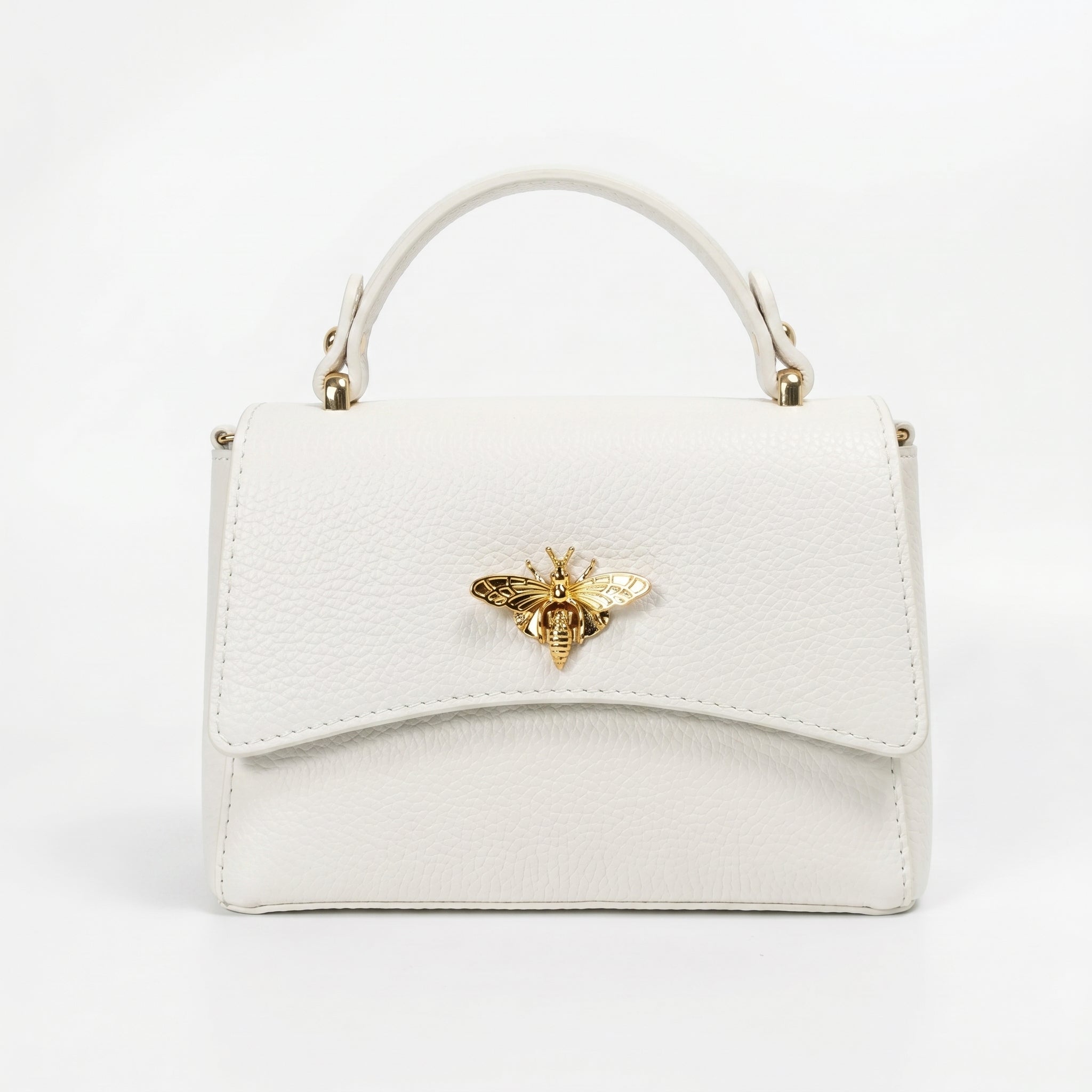 Mini borsa a farfalla vera pelle bianca made in Italy – dettaglio esterno
