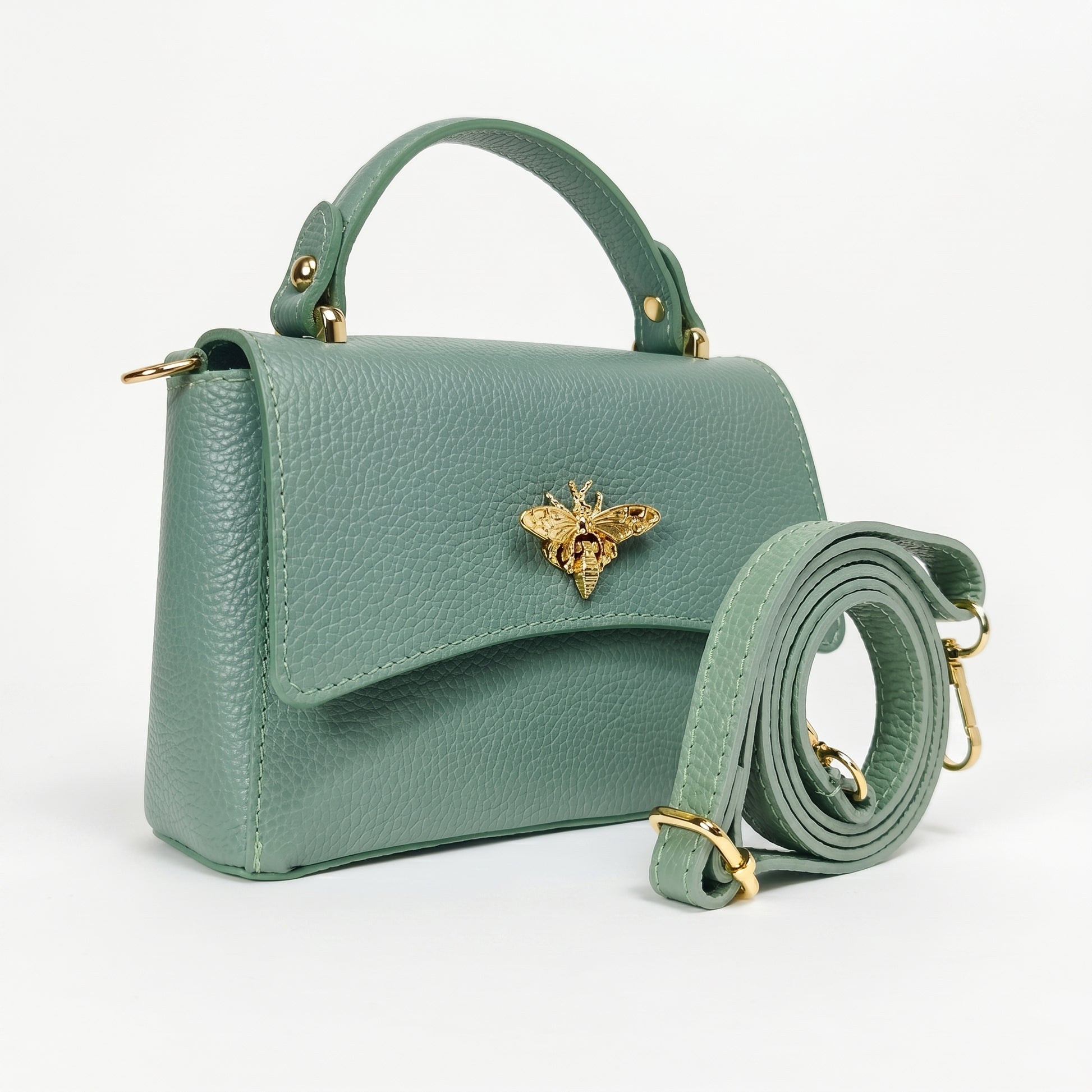 Mini borsa a farfalla vera pelle bianca made in Italy – vista posteriore